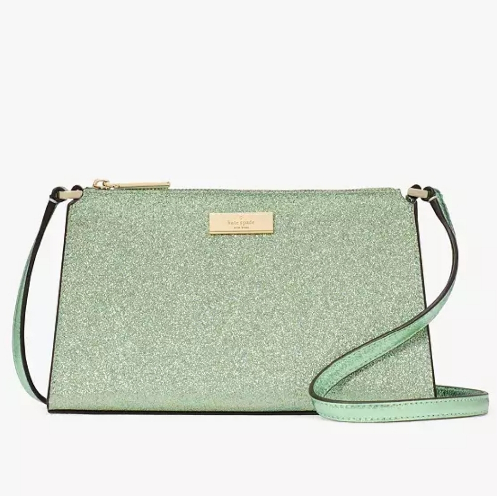 Kate Spade Kenzie Glitter Mini Crossbody Seawater Green